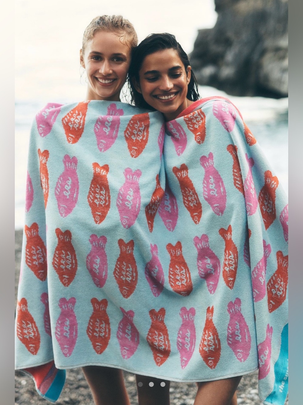 Anthropologie Cotton Jacquard Icon Beach Towel Collection Fish Pattern